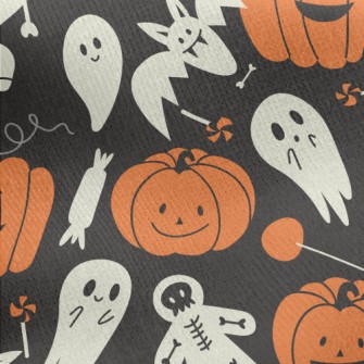 Cute Pumpkins And Ghosts Jersey Backed Fleece