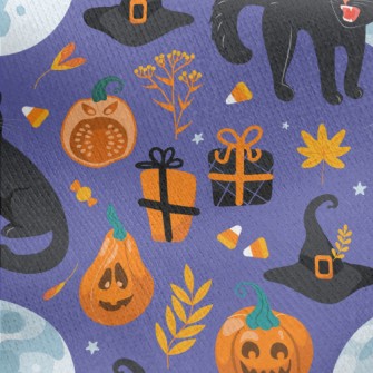 Fierce Black Cat In Witch Hat Jersey Backed Fleece