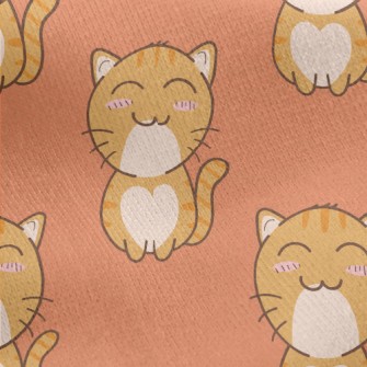 Squinting Blushing Cat Jersey Backed Fleece