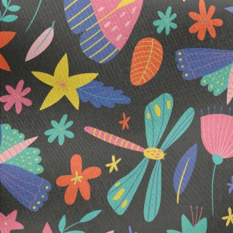 Colorful Butterfly Dragonfly Jersey Backed Fleece