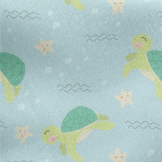 Happy Sea Turtle Jersey Backed Fleece