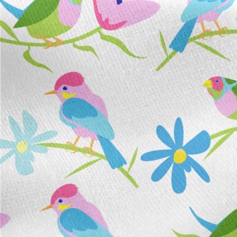 Fantasy Colorful Bird Jersey Backed Fleece