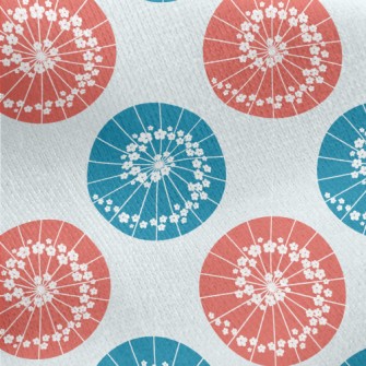 Japanese Flower Umbrella Jersey Backed Fleece