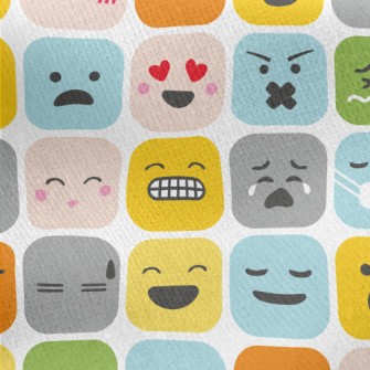 Changing Square Emoticons Jersey Backed Fleece