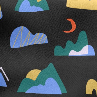 Abstract Hill Sunrise Jersey Backed Fleece