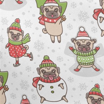Happy Christmas Pug Pongee