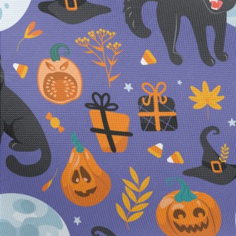 Fierce Black Cat In Witch Hat Pongee