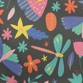 Colorful Butterfly Dragonfly Pongee