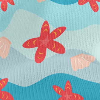 Bright Starfish Shells Stretch Jersey
