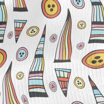 Geometric Triangle Buttons Stretch Jersey