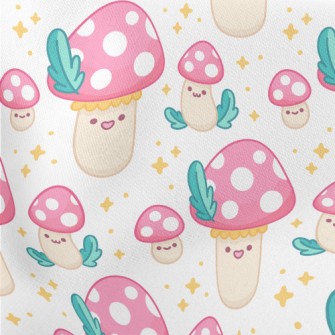 Shiny Polka Dot Mushrooms Lightweight Cotton Poplin