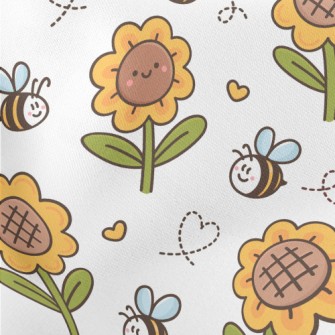 Bee And Sunflower Lightweight Cotton Poplin