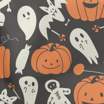 Cute Pumpkins And Ghosts Lightweight Cotton Poplin