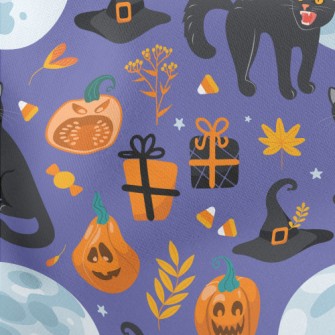 Fierce Black Cat In Witch Hat Lightweight Cotton Poplin