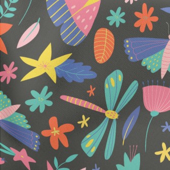 Colorful Butterfly Dragonfly Lightweight Cotton Poplin