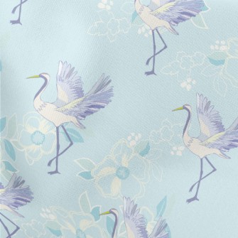 Elegant Japanese Crane Lightweight Cotton Poplin
