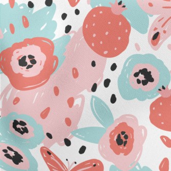 Color Pen Doodle Butterfly Lightweight Cotton Poplin