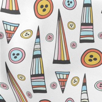 Geometric Triangle Buttons Lightweight Cotton Poplin