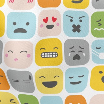 Changing Square Emoticons Lightweight Cotton Poplin