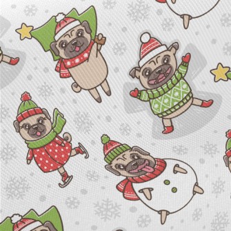 Happy Christmas Pug Midweight Cotton Poplin