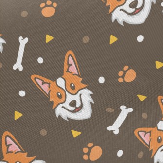 Lively And Happy Corgi Midweight Cotton Poplin