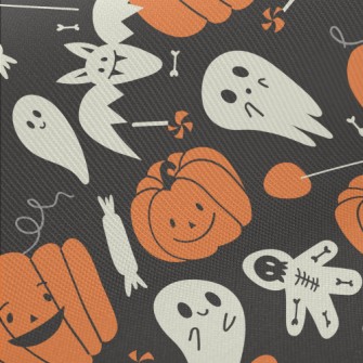 Cute Pumpkins And Ghosts Midweight Cotton Poplin