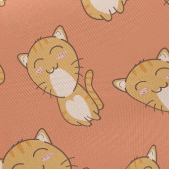 Squinting Blushing Cat Midweight Cotton Poplin