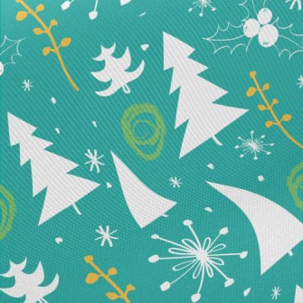 Warm Winter Christmas Tree Midweight Cotton Poplin