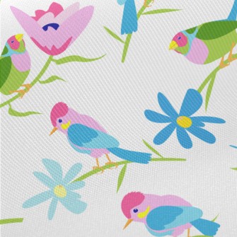 Fantasy Colorful Bird Midweight Cotton Poplin