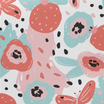 Color Pen Doodle Butterfly Midweight Cotton Poplin