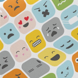 Changing Square Emoticons Midweight Cotton Poplin