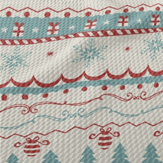 Beautiful Retro Christmas Patt Birdseye Piqué