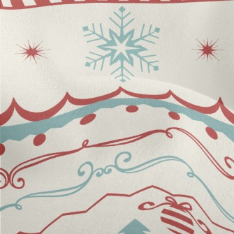 Beautiful Retro Christmas Patt Lightweight Performance Linen