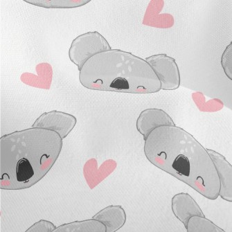 Hand Drawn Happy Koala Lightweight Performance Linen