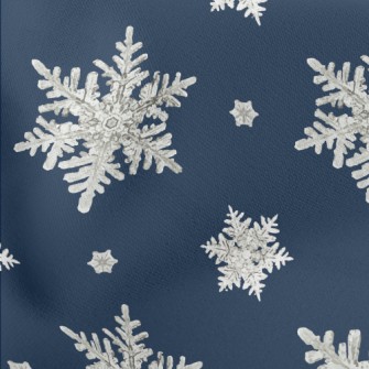 Hand Drawn Watercolor Snowflak Lightweight Cotton Poplin