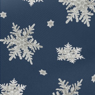 Hand Drawn Watercolor Snowflak Midweight Cotton Poplin