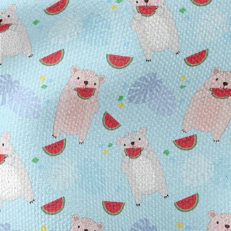 Cute Little Bear Eating Waterm Waterproof Canvas