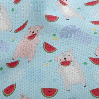 Cute Little Bear Eating Waterm Athletic Mesh Flat Back