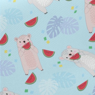 Cute Little Bear Eating Waterm Twill