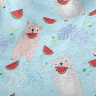 Cute Little Bear Eating Waterm Minky