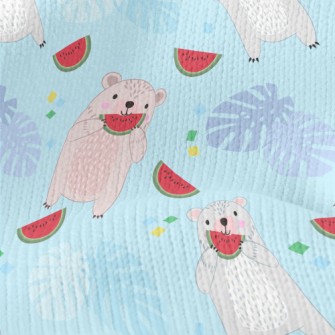 Cute Little Bear Eating Waterm Stretch Jersey