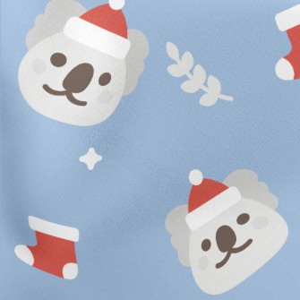 Cartoon Christmas Koala Lightweight Cotton Poplin