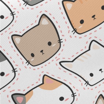 Three-color Cats Of Various Co Midweight Cotton Poplin