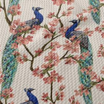Beautiful Peacock Under The Fl Birdseye Piqué
