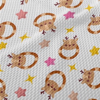 Cute Elk Shaped Rattle Birdseye Piqué