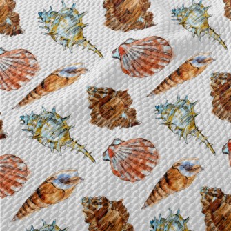 Colorful Seashells In Watercol Birdseye Piqué
