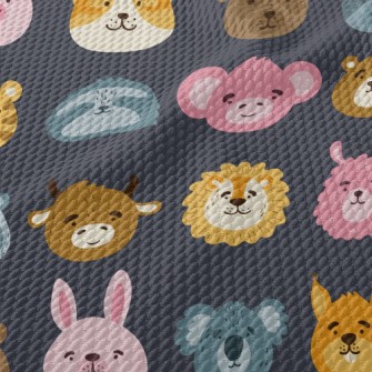 Cute Animals With Various Expr Birdseye Piqué