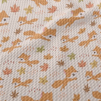 Big-eyed Fox Running In Autumn Birdseye Piqué