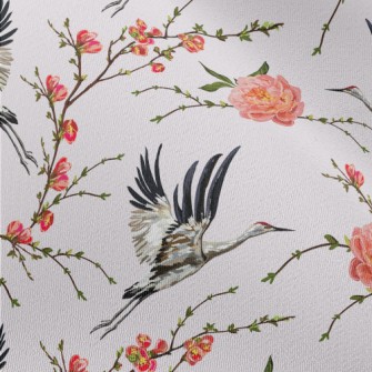 Flowers And Flying Red-crowned Chiffon
