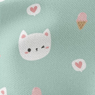 White Cat And Delicious Ice Cr Waterproof Canvas